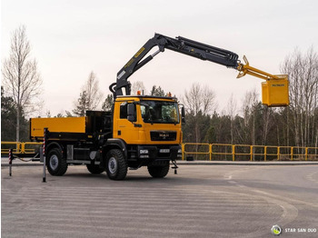 起重车, 栏板式/ 平板卡车 MAN  TGM 18.340 4x4 PALFINGER PK 20002 CRANE BASKET：图3