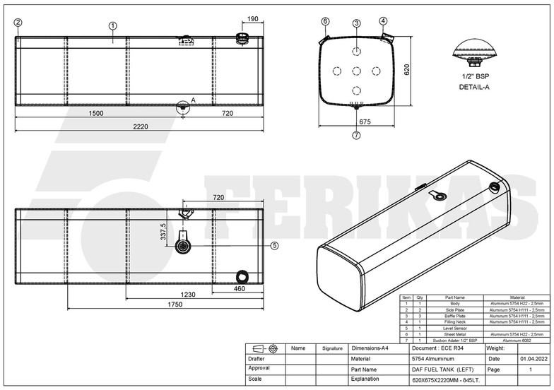 新的 燃料箱 适用于 卡车 DAF：图9